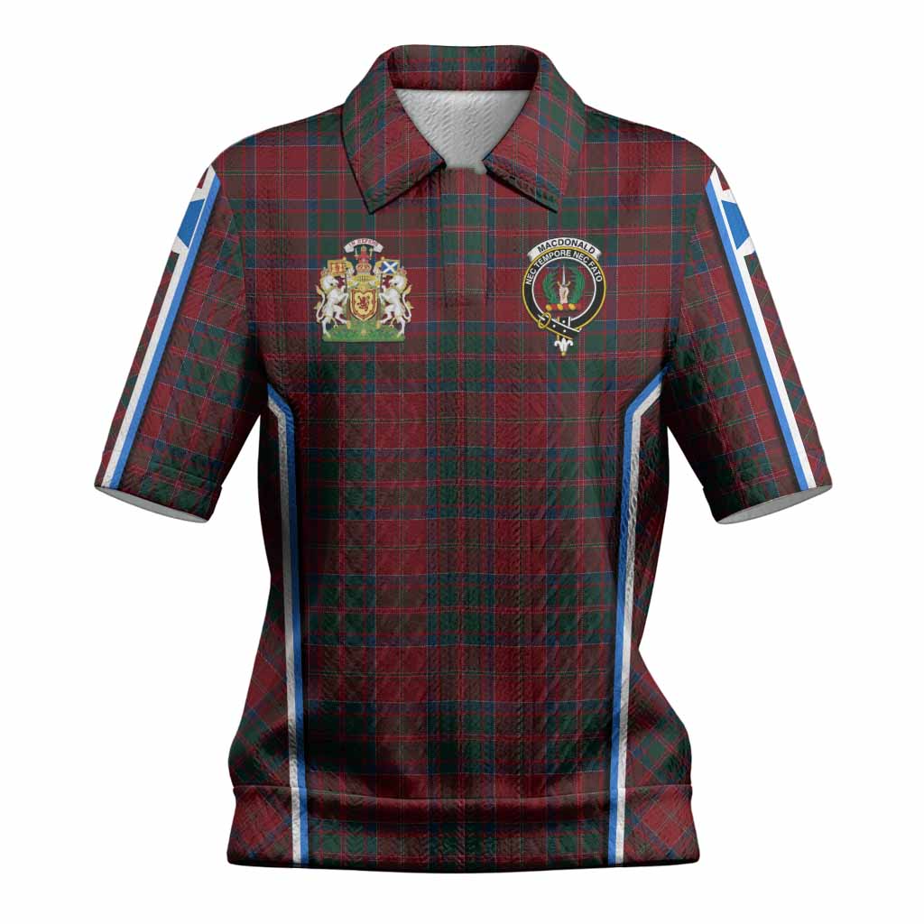 MacDonald (McDonald) of Glencoe Tartan Crest Women’s Polo Sweater Top Scotland Coat of Arm Flag Style