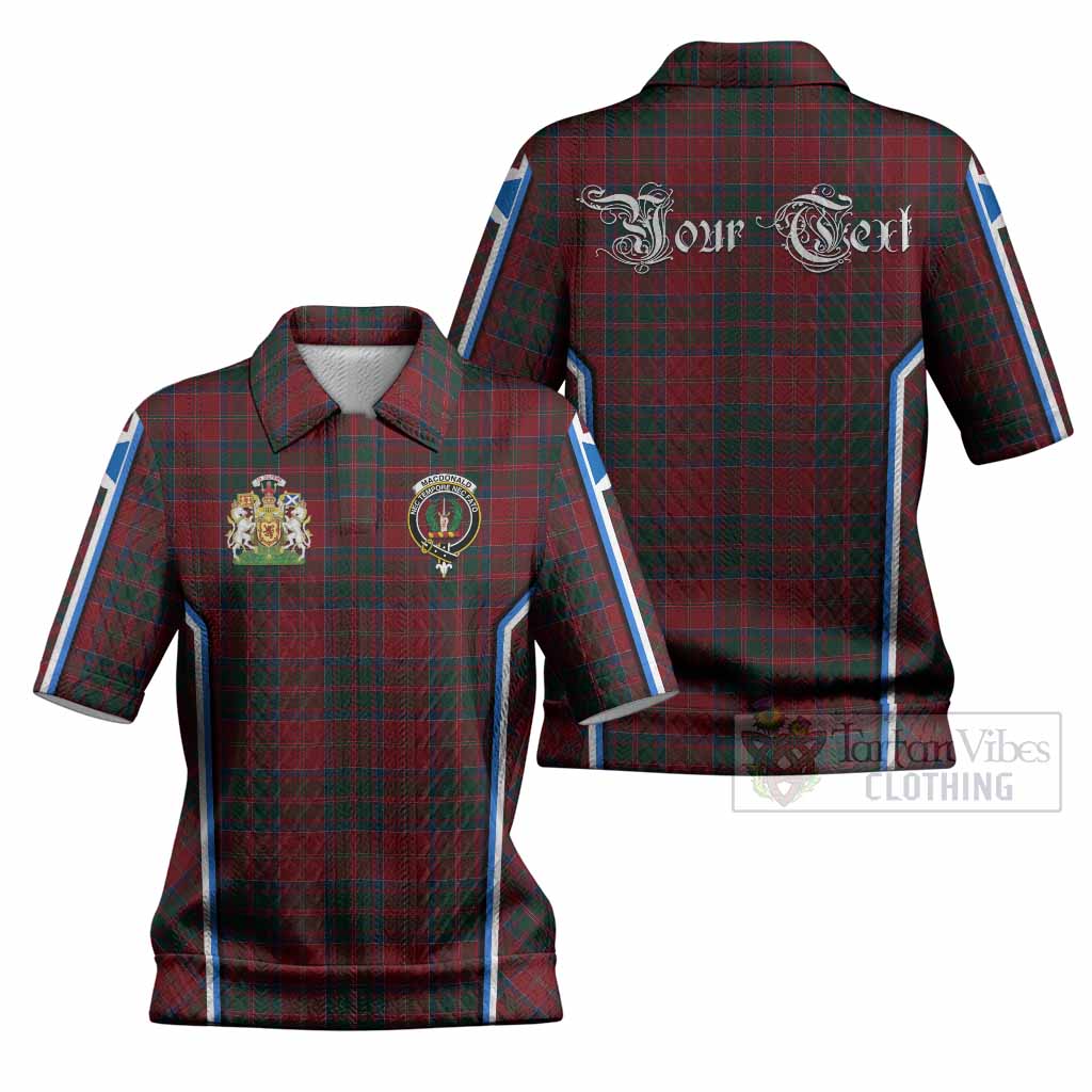 MacDonald (McDonald) of Glencoe Tartan Crest Women’s Polo Sweater Top Scotland Coat of Arm Flag Style