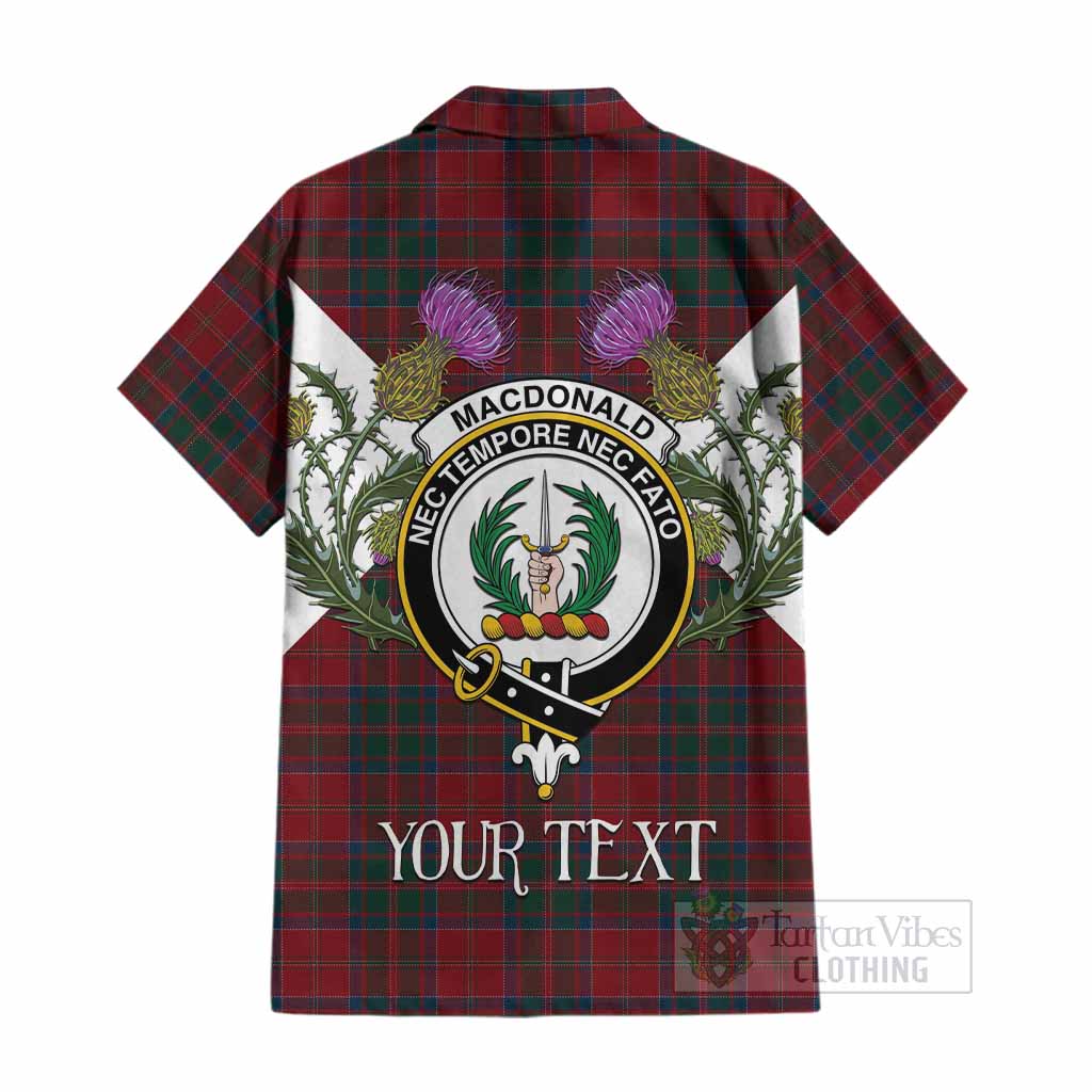 MacDonald (McDonald) of Glencoe Tartan Family Crest Cotton Hawaiian Shirt Scottish Burns Night Thistle Floral