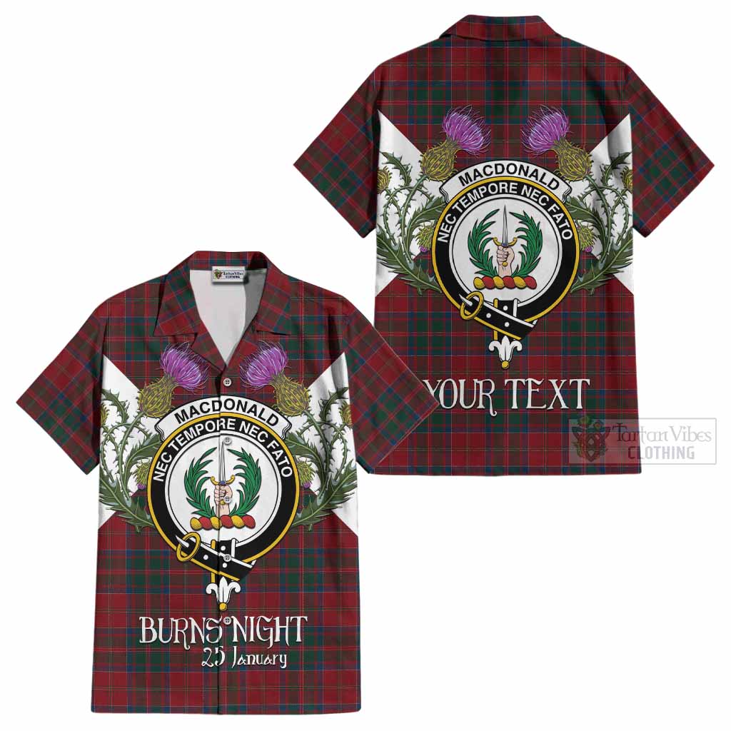 MacDonald (McDonald) of Glencoe Tartan Family Crest Cotton Hawaiian Shirt Scottish Burns Night Thistle Floral