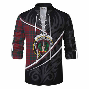 MacDonald (McDonald) of Glencoe Tartan Family Crest Ghillie Kilt Shirt Celtic Scottish Thistle Floral