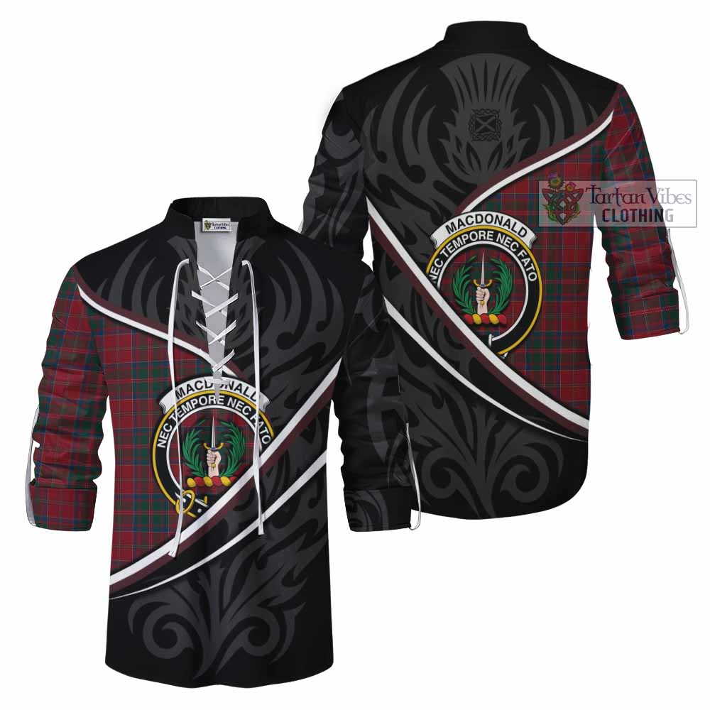 MacDonald (McDonald) of Glencoe Tartan Family Crest Ghillie Kilt Shirt Celtic Scottish Thistle Floral - Tartan Vibes Clothing