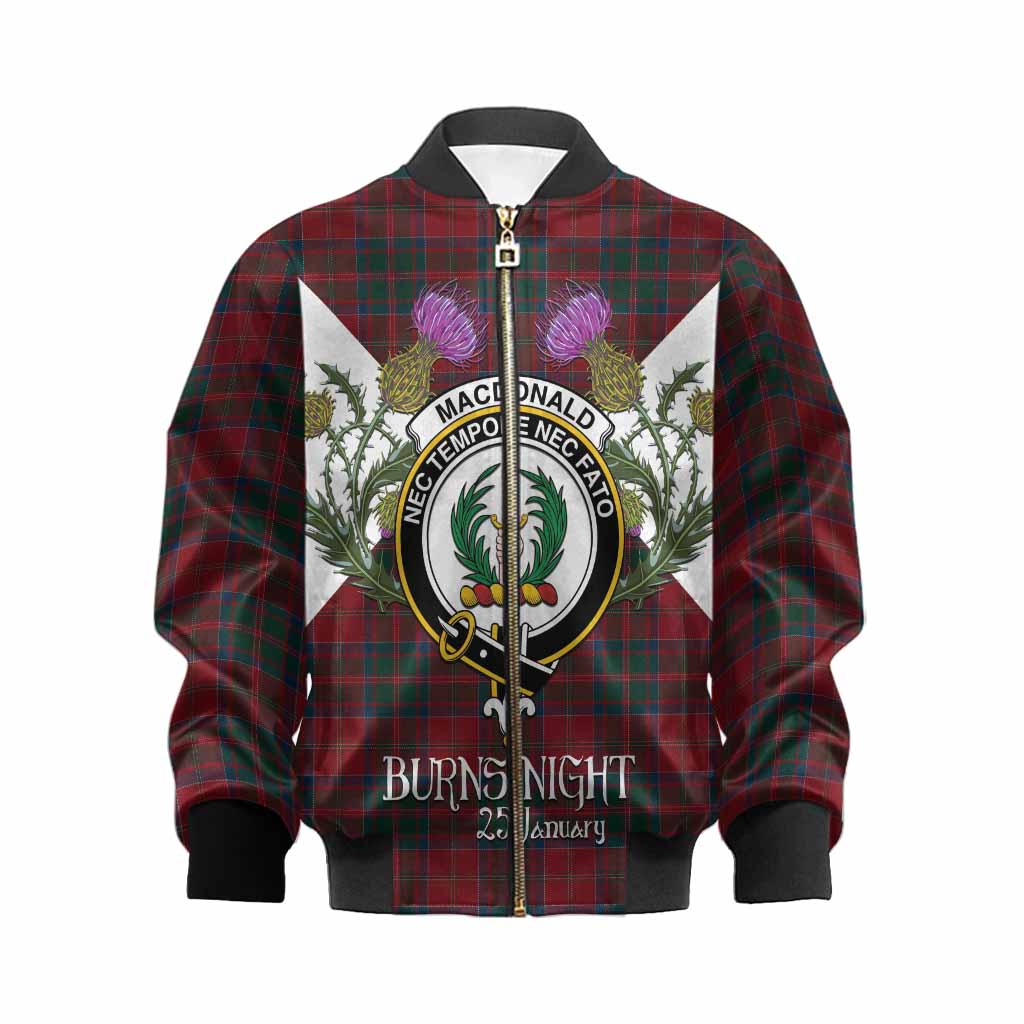 MacDonald (McDonald) of Glencoe Tartan Family Crest Kid Bomber Jacket Scottish Burns Night Thistle Floral