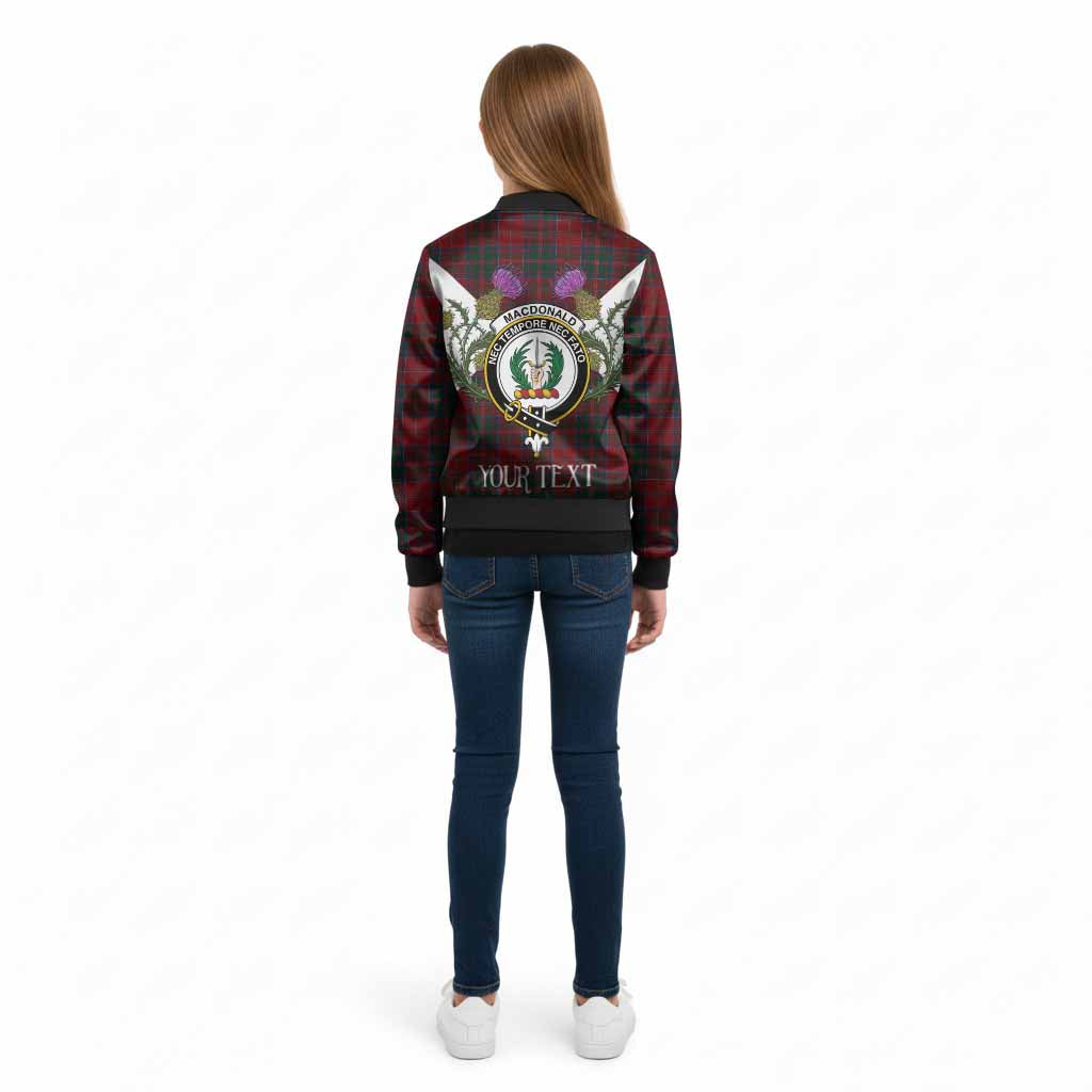 MacDonald (McDonald) of Glencoe Tartan Family Crest Kid Bomber Jacket Scottish Burns Night Thistle Floral