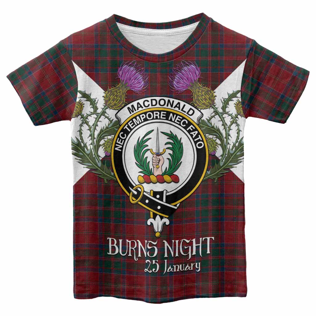 MacDonald (McDonald) of Glencoe Tartan Family Crest Kid T-shirt Scottish Burns Night Thistle Floral