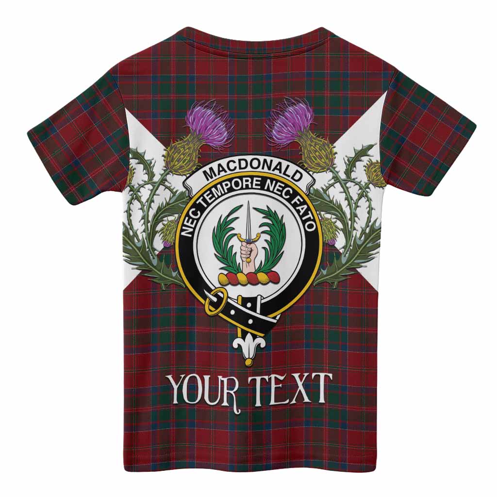 MacDonald (McDonald) of Glencoe Tartan Family Crest Kid T-shirt Scottish Burns Night Thistle Floral