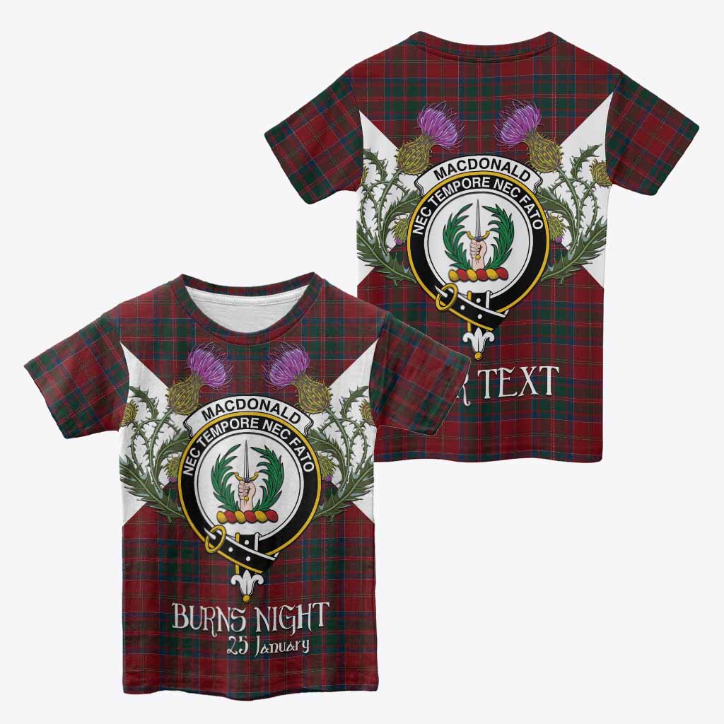 MacDonald (McDonald) of Glencoe Tartan Family Crest Kid T-shirt Scottish Burns Night Thistle Floral