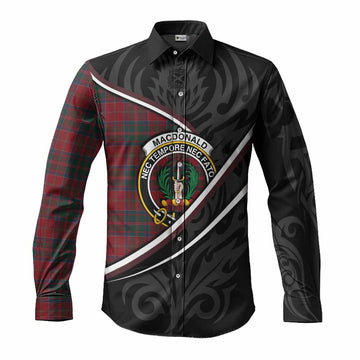 MacDonald (McDonald) of Glencoe Tartan Family Crest Long Sleeve Button Shirts Celtic Scottish Thistle Floral