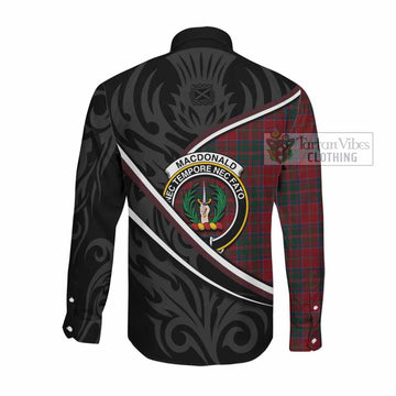 MacDonald (McDonald) of Glencoe Tartan Family Crest Long Sleeve Button Shirts Celtic Scottish Thistle Floral