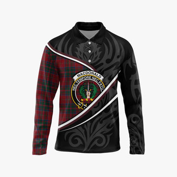 MacDonald (McDonald) of Glencoe Tartan Family Crest Long Sleeve Polo Shirt Celtic Scottish Thistle Floral