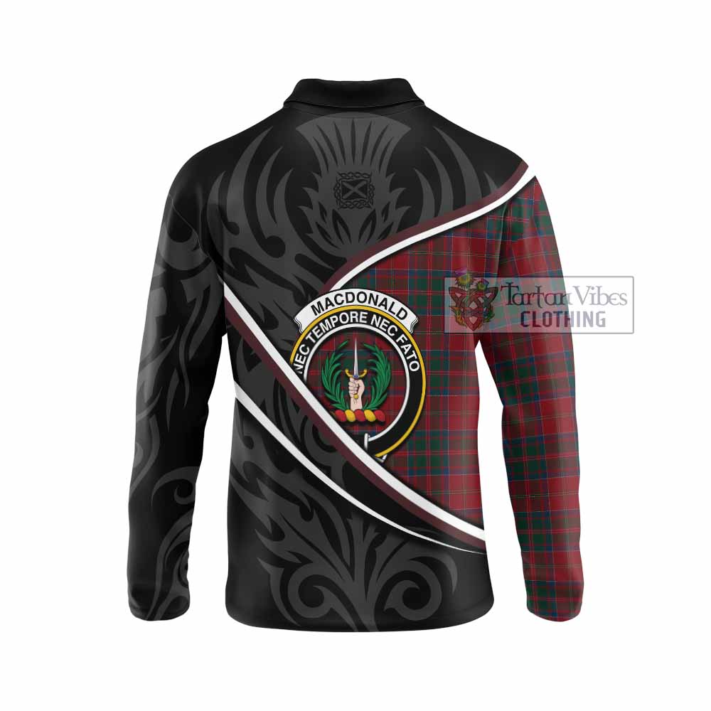 MacDonald (McDonald) of Glencoe Tartan Family Crest Long Sleeve Polo Shirt Celtic Scottish Thistle Floral - Tartan Vibes Clothing
