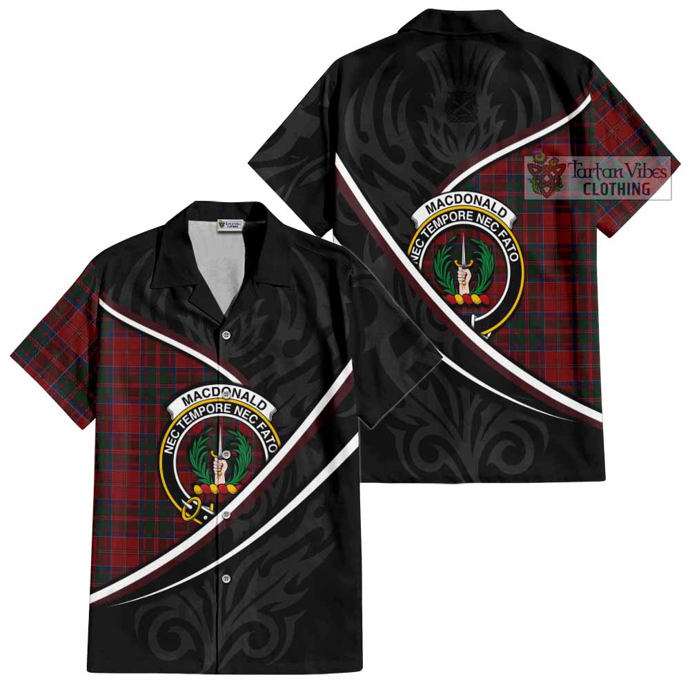 MacDonald (McDonald) of Glencoe Tartan Family Crest Short Sleeve Button Shirt Celtic Scottish Thistle Floral - Tartan Vibes Clothing