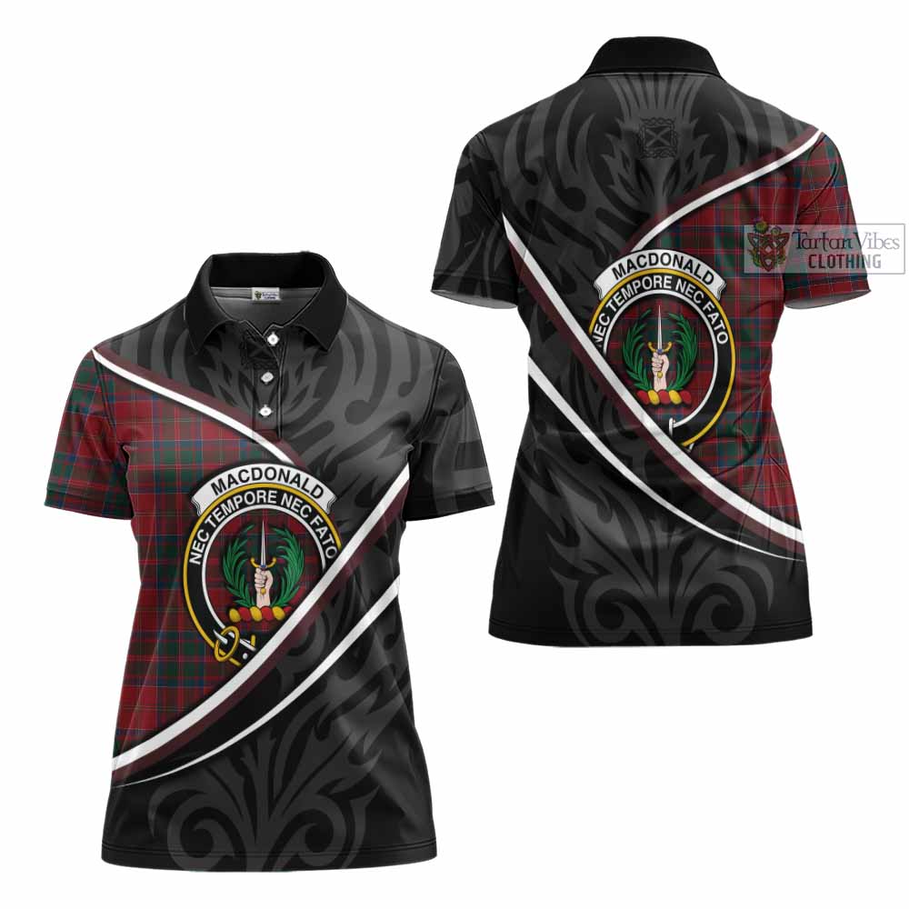 MacDonald (McDonald) of Glencoe Tartan Family Crest Women's Polo Shirt Celtic Scottish Thistle Floral - Tartan Vibes Clothing