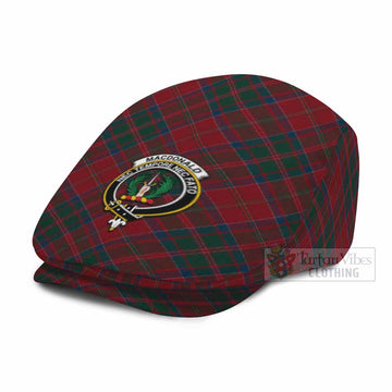 MacDonald (McDonald) of Glencoe Tartan Flat Cap, Jeff Cap Cross Style with Family Crest