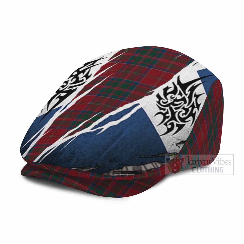 MacDonald (McDonald) of Glencoe Tartan Flat Cap, Jeff Cap Scotland Flag Ripped Tribal Design