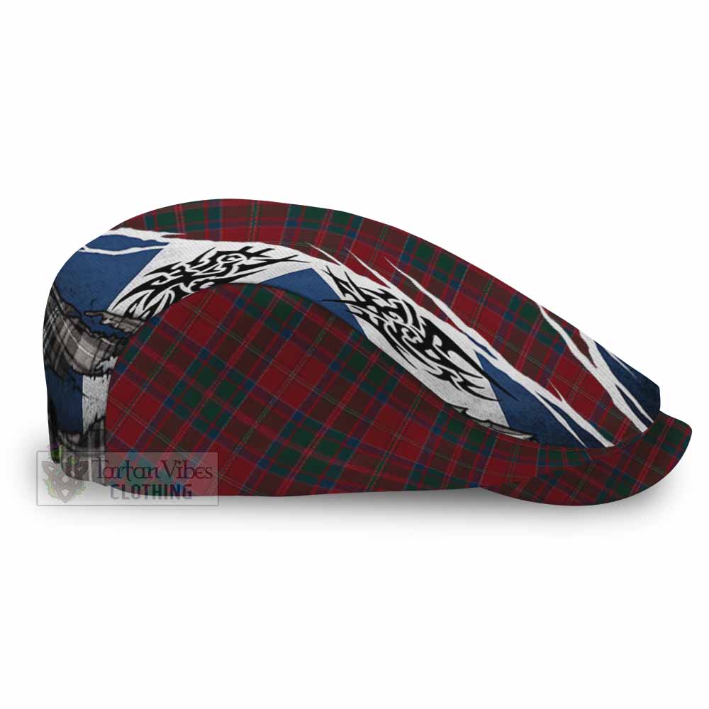 MacDonald (McDonald) of Glencoe Tartan Flat Cap, Jeff Cap Scotland Flag Ripped Tribal Design