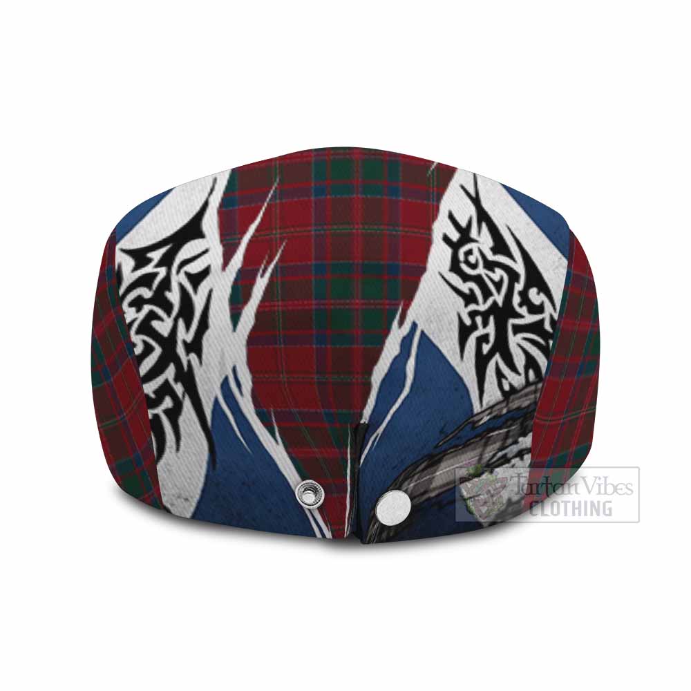 MacDonald (McDonald) of Glencoe Tartan Flat Cap, Jeff Cap Scotland Flag Ripped Tribal Design