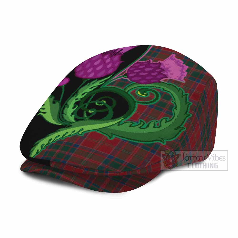 MacDonald (McDonald) of Glencoe Tartan Flat Cap, Jeff Cap Traditional Scottish Thistle