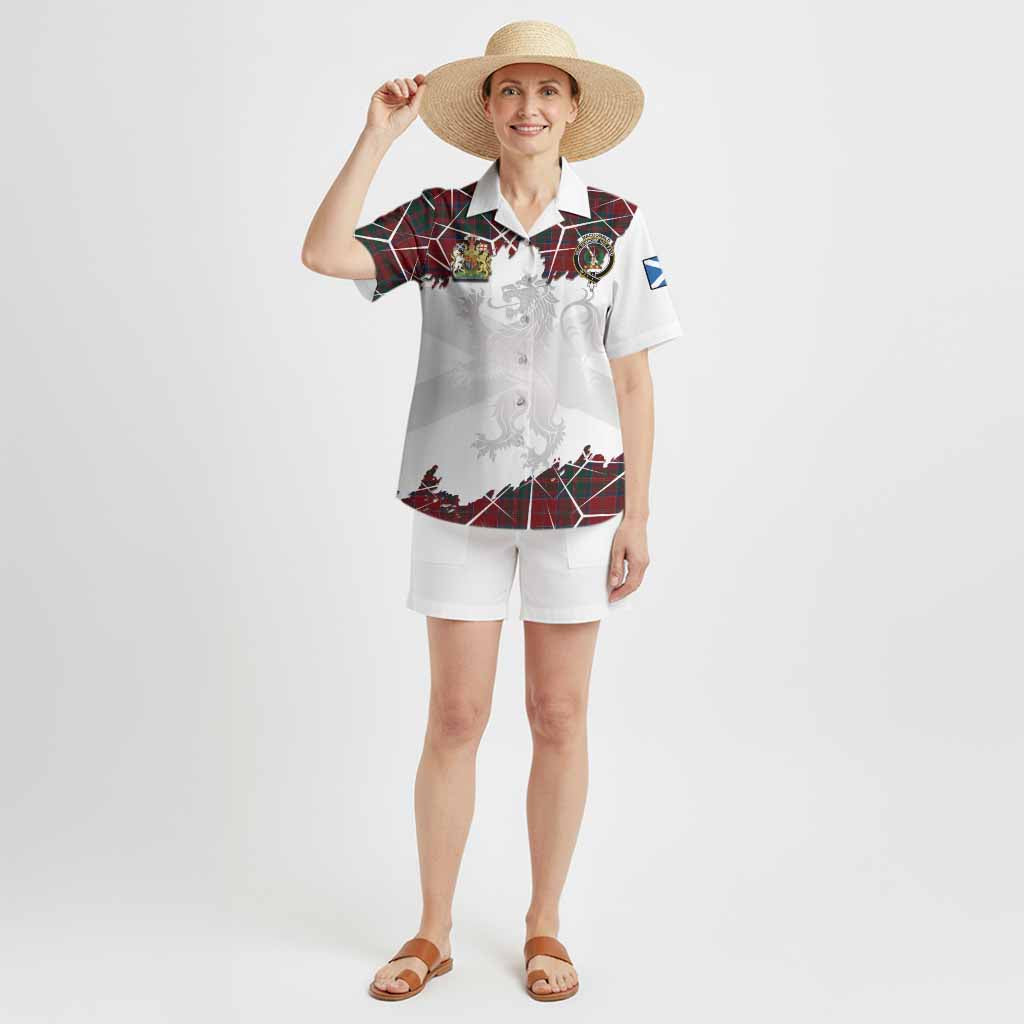 MacDonald (McDonald) of Glencoe Tartan Hawaiian Shirt with Family Crest and Lion Rampant Grunge Style