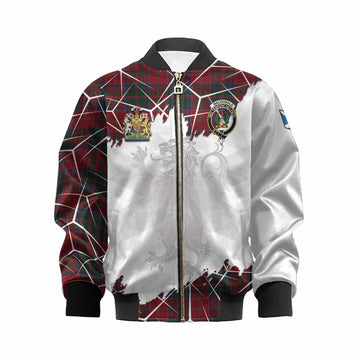 MacDonald (McDonald) of Glencoe Tartan Kid Bomber Jacket with Family Crest and Lion Rampant Grunge Style