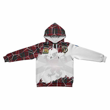 MacDonald (McDonald) of Glencoe Tartan Kid Hoodie with Family Crest and Lion Rampant Grunge Style