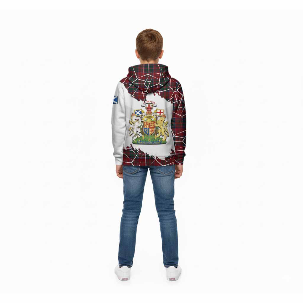 MacDonald (McDonald) of Glencoe Tartan Kid Hoodie with Family Crest and Lion Rampant Grunge Style