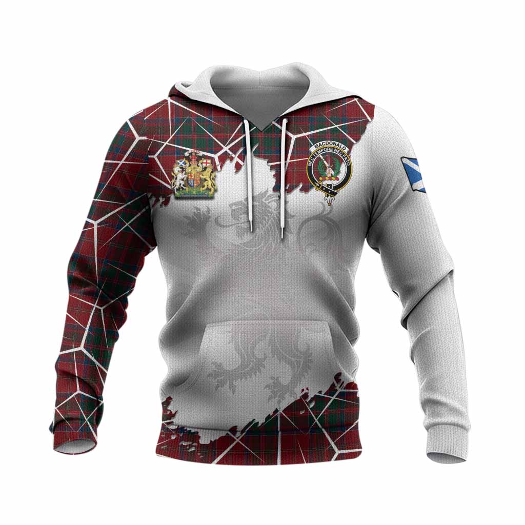 MacDonald (McDonald) of Glencoe Tartan Knitted Hoodie with Family Crest and Lion Rampant Grunge Style