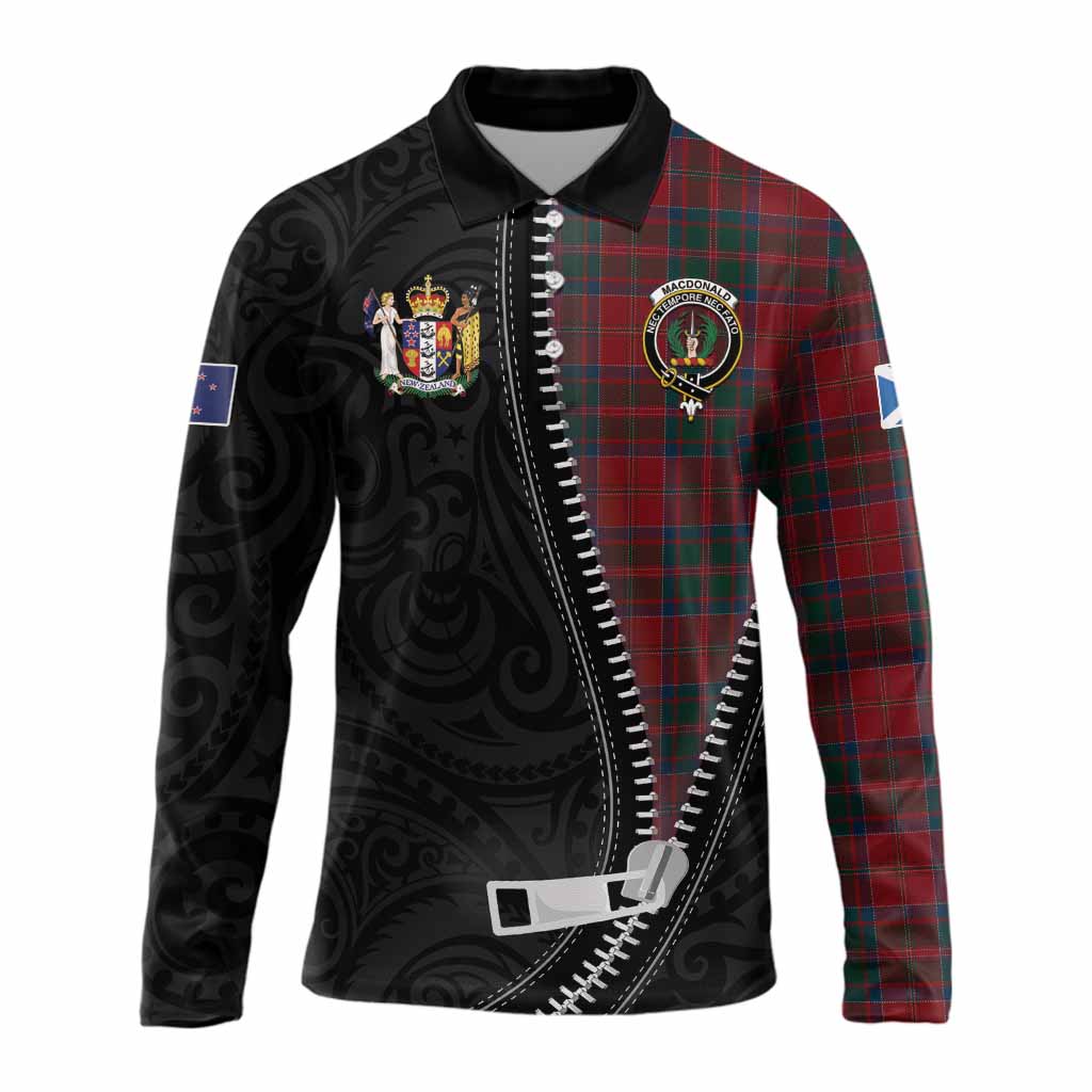MacDonald (McDonald) of Glencoe Tartan Long Sleeve Polo Shirt New Zealand Pattern Unique Zipper Stylized