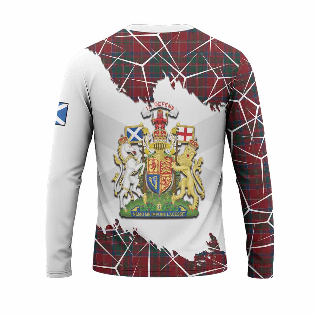 MacDonald (McDonald) of Glencoe Tartan Long Sleeve T-Shirt with Family Crest and Lion Rampant Grunge Style