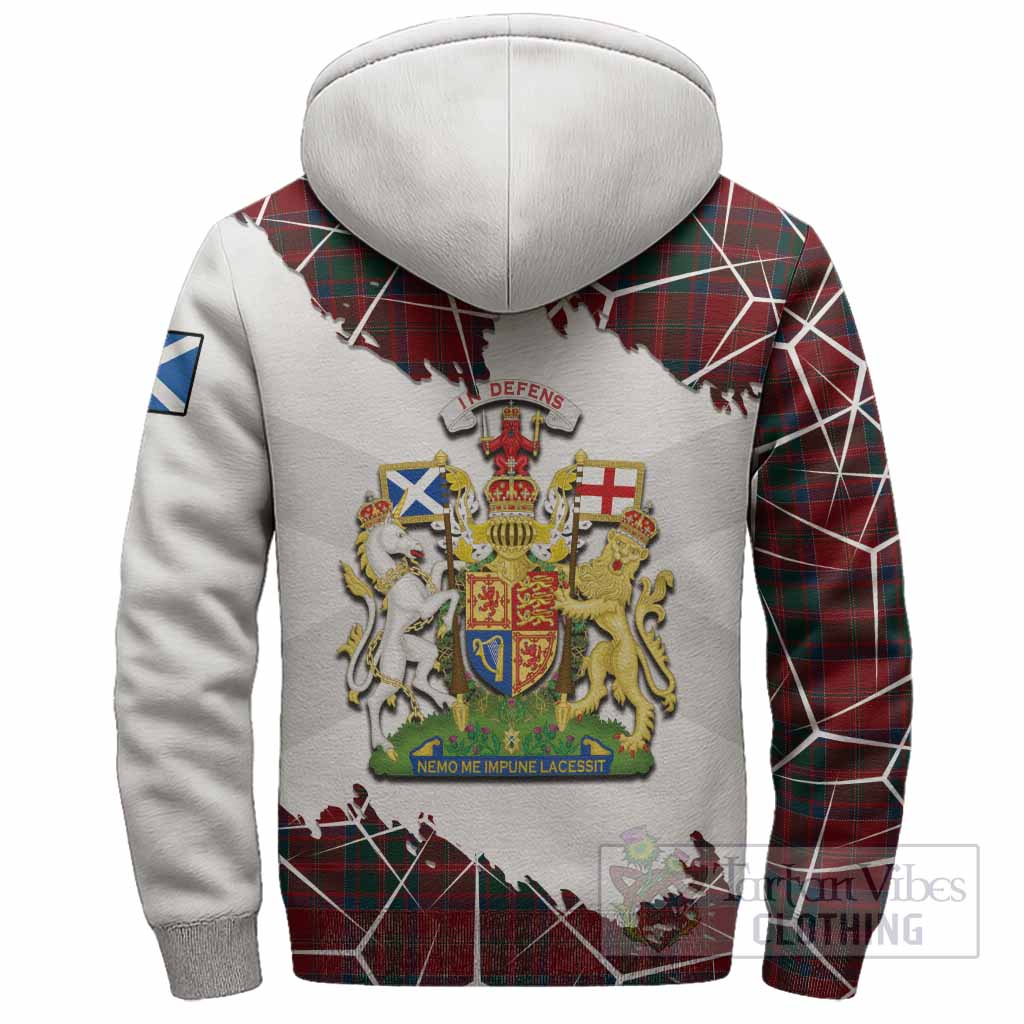 MacDonald (McDonald) of Glencoe Tartan Sherpa Hoodie with Family Crest and Lion Rampant Grunge Style