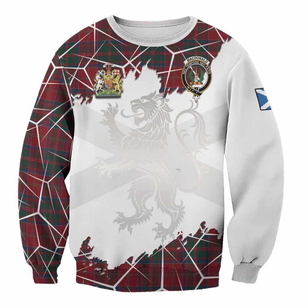 MacDonald (McDonald) of Glencoe Tartan Sweatshirt with Family Crest and Lion Rampant Grunge Style
