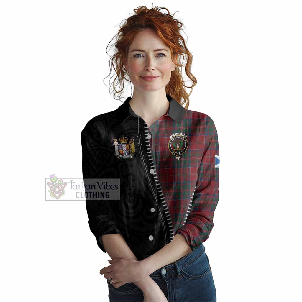 MacDonald (McDonald) of Glencoe Tartan Women Casual Shirt New Zealand Pattern Unique Zipper Stylized