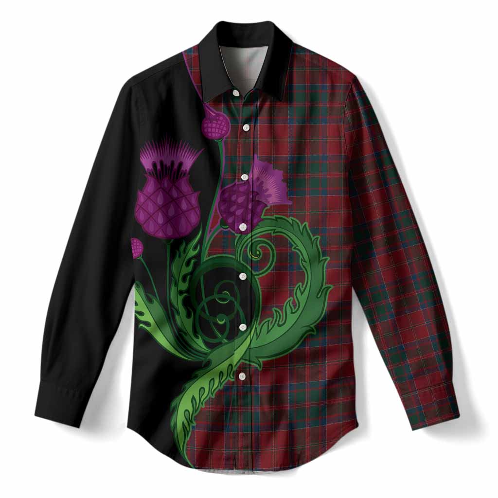 MacDonald (McDonald) of Glencoe Tartan Women Casual Shirt Traditional Scottish Thistle