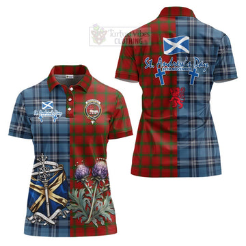 MacDonald (McDonald) of Sleat Tartan Women's Polo Shirt Happy St. Andrew's Day Half Tartan Style Women - Tartan Vibes Clothing