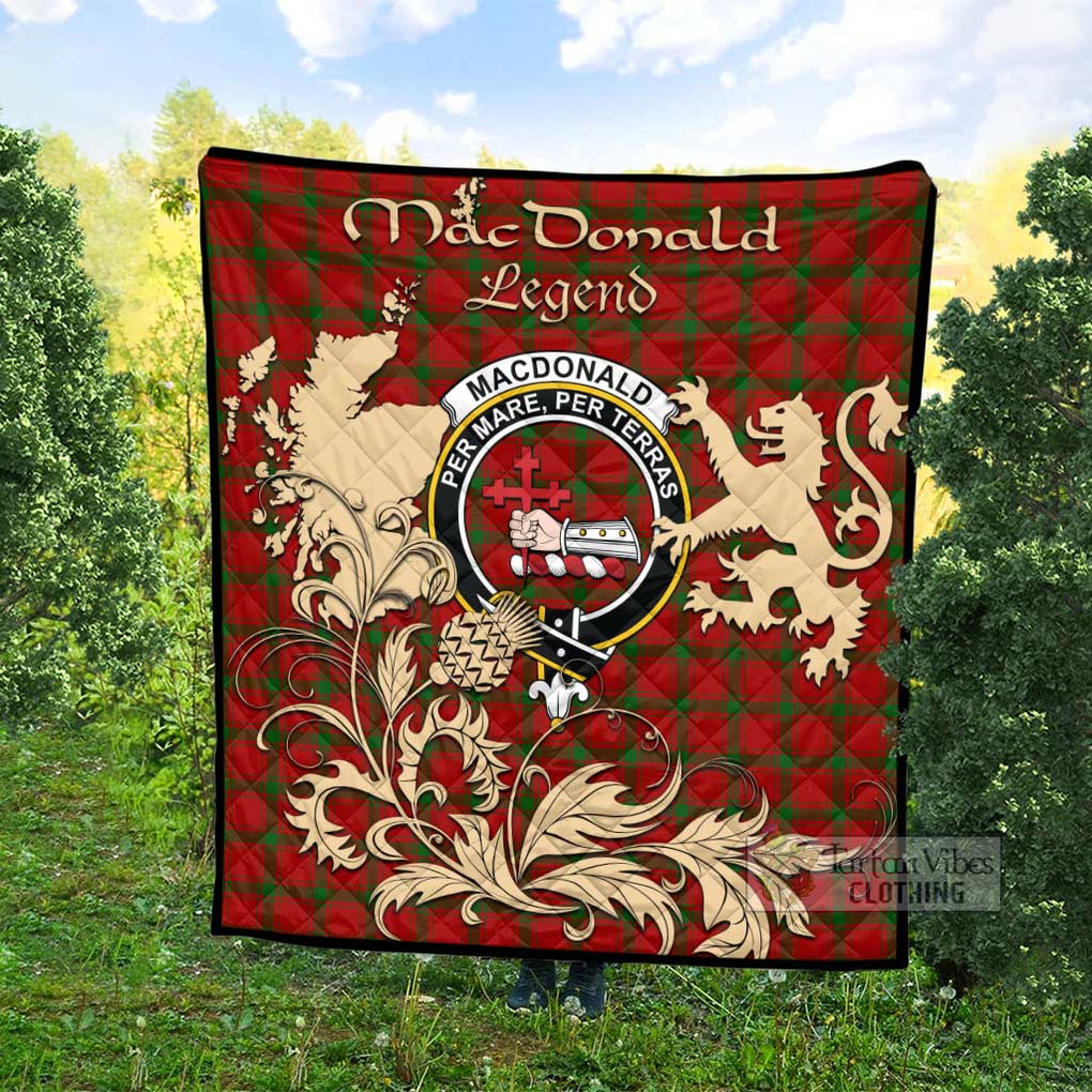 Tartan Vibes Clothing MacDonald (McDonald) of Sleat Tartan Quilt with Family Crest and Scottish Symbol Style