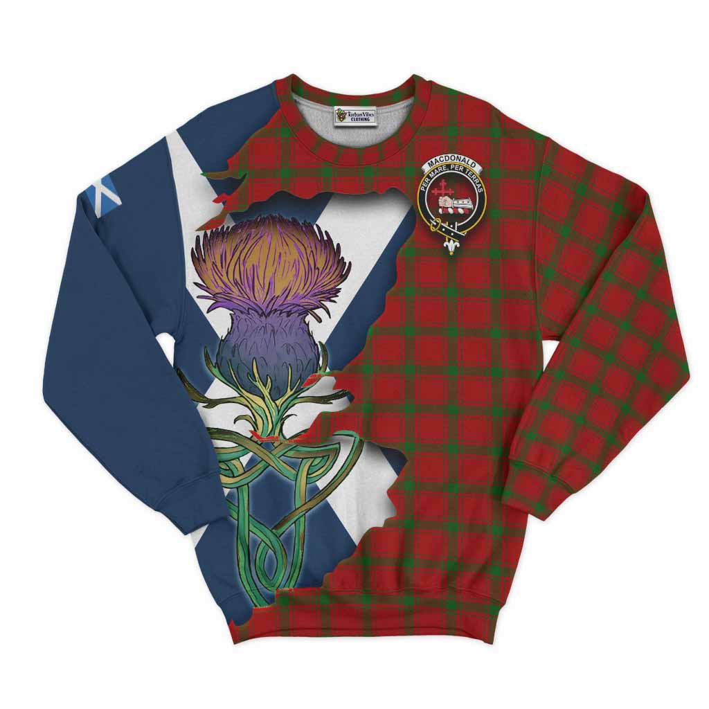 Tartan Vibes Clothing MacDonald (McDonald) of Sleat Tartan Family Crest Sweatshirt Scottish Thistle Celtic Inspired