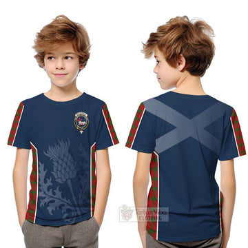 Tartan Vibes Clothing MacDonald (McDonald) of Sleat Tartan Kid T-Shirt with Family Crest and Scottish Thistle Vibes Sport Style