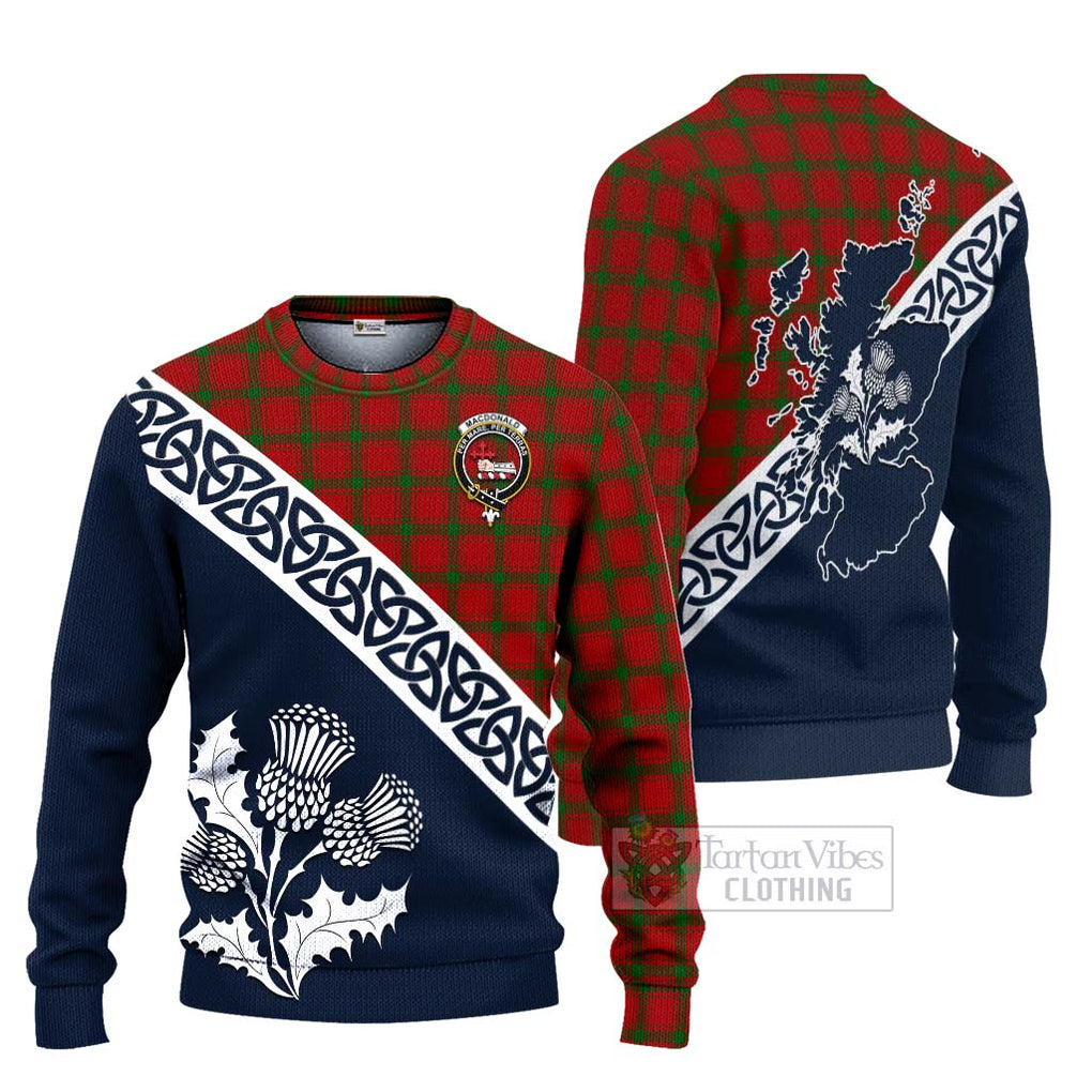 MacDonald (McDonald) of Sleat Tartan Ugly Sweater Featuring Thistle and Scotland Map Unisex - Tartan Vibes Clothing