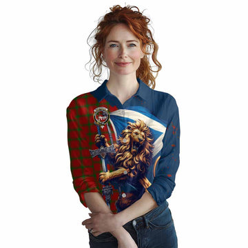 MacDonald (McDonald) of Sleat Tartan Family Crest Women's Casual Shirt with Scottish Majestic Lion Female - Tartan Vibes Clothing