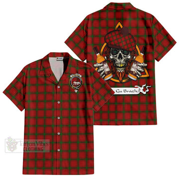 MacDonald (McDonald) of Sleat Tartan Hawaiian Shirt with Family Crest and Bearded Skull Holding Bottles of Whiskey Kid - Tartan Vibes Clothing