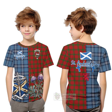 MacDonald (McDonald) of Sleat Tartan Kid T-Shirt Happy St. Andrew's Day Half Tartan Style Youth XL Size14 - Tartan Vibes Clothing