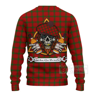 MacDonald (McDonald) of Sleat Tartan Ugly Sweater with Family Crest and Bearded Skull Holding Bottles of Whiskey - Tartan Vibes Clothing