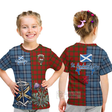 MacDonald (McDonald) of Sleat Tartan Kid T-Shirt Happy St. Andrew's Day Half Tartan Style - Tartan Vibes Clothing
