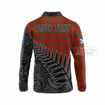 Tartan Vibes Clothing MacDonald (McDonald) of Sleat Crest Tartan Long Sleeve Polo Shirt with New Zealand Silver Fern Half Style