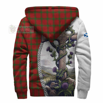 MacDonald (McDonald) of Sleat Tartan Sherpa Hoodie with Family Crest and St. Andrew's Cross Accented by Thistle Vines - Tartan Vibes Clothing