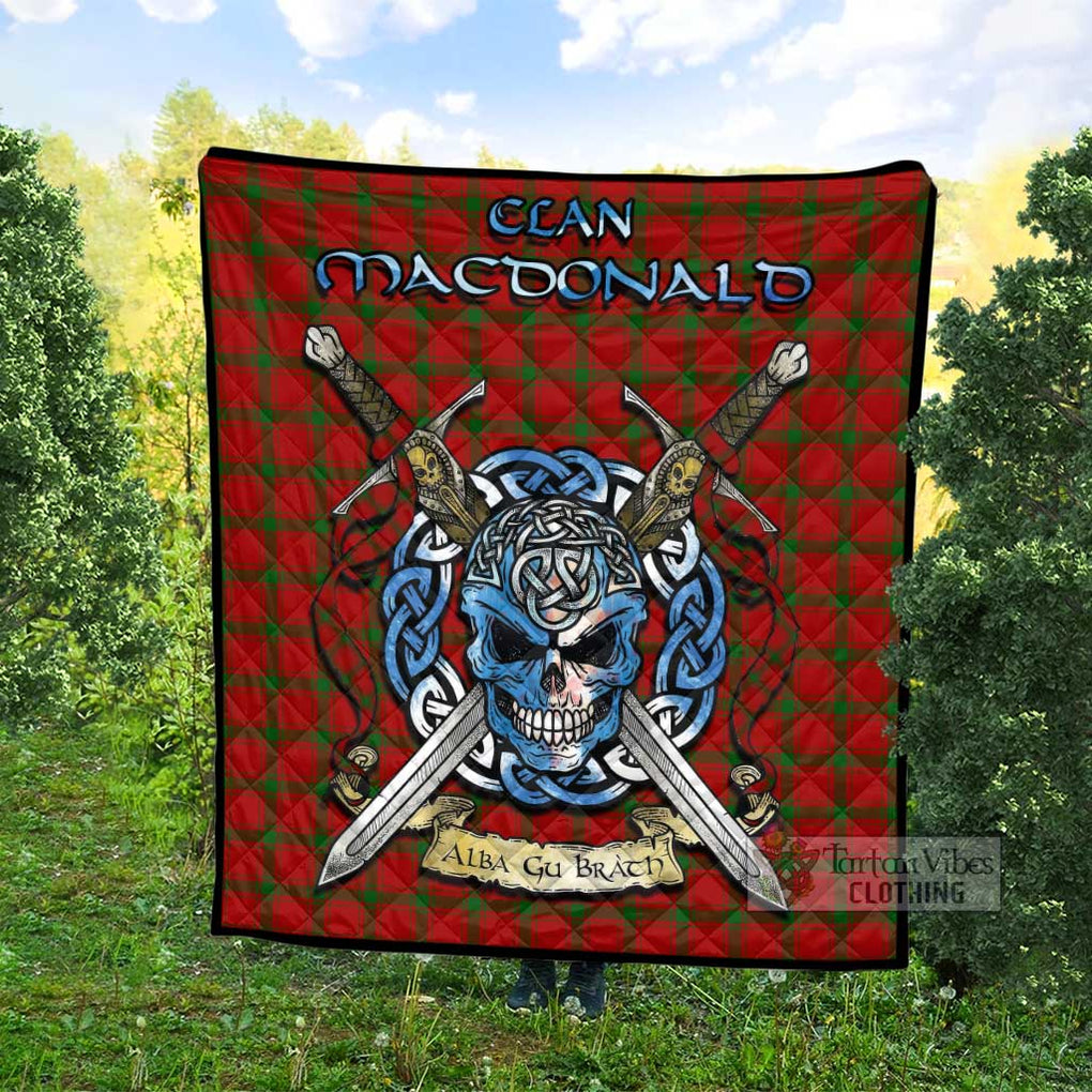MacDonald (McDonald) of Sleat Tartan Quilt with Celtic Skull Alba Gu Brath Style - Tartan Vibes Clothing