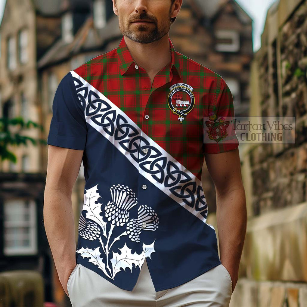 MacDonald (McDonald) of Sleat Tartan Hawaiian Shirt Featuring Thistle and Scotland Map - Tartan Vibes Clothing