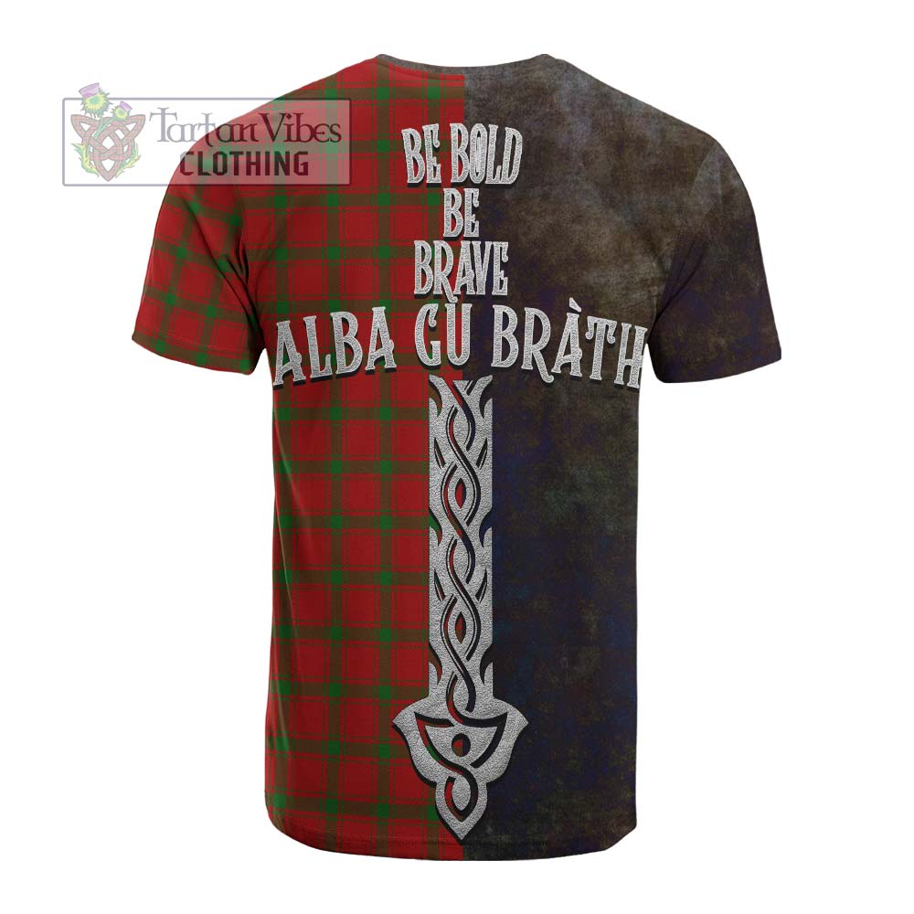 Tartan Vibes Clothing MacDonald (McDonald) of Sleat Tartan Family Crest Cotton T-shirt Alba Gu Brath Be Brave Lion Ancient Style