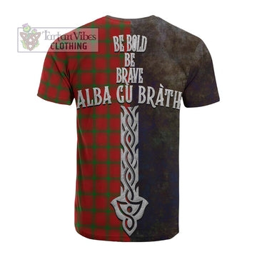 Tartan Vibes Clothing MacDonald (McDonald) of Sleat Tartan Family Crest Cotton T-shirt Alba Gu Brath Be Brave Lion Ancient Style