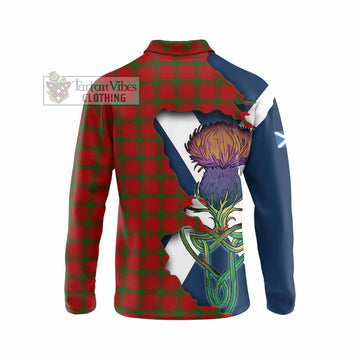 Tartan Vibes Clothing MacDonald (McDonald) of Sleat Tartan Family Crest Long Sleeve Polo Shirt Scottish Thistle Celtic Inspired